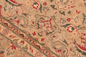 handmade Transitional Kashan Tan Gray Hand Knotted RECTANGLE 100% WOOL area rug 8' x 10'