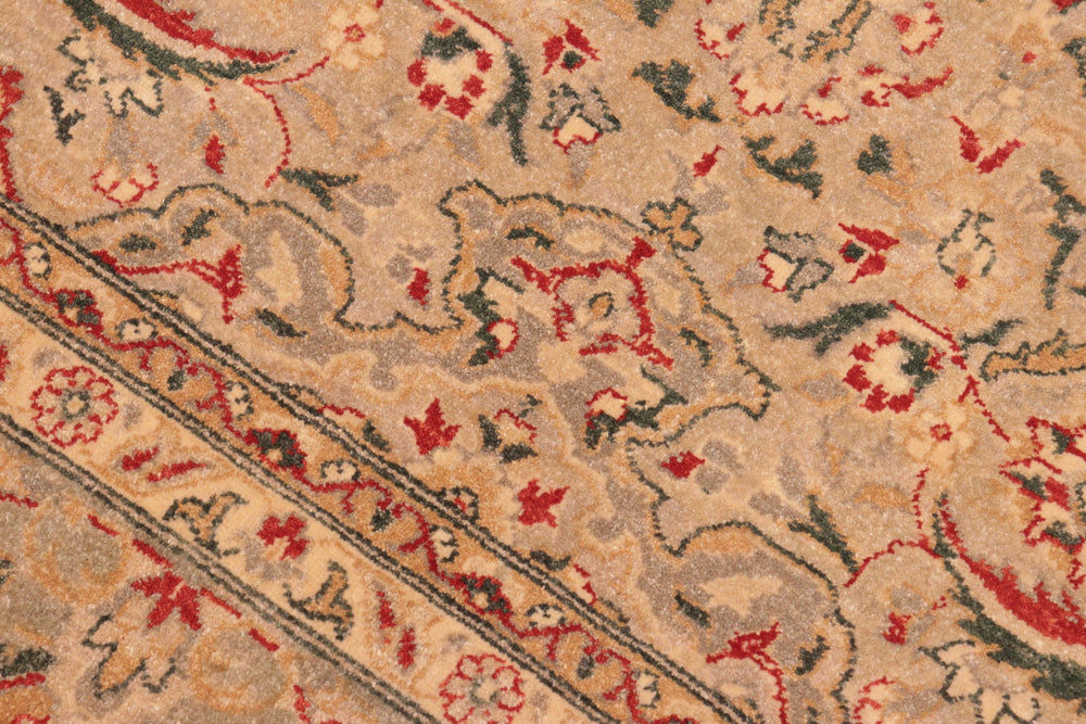 handmade Transitional Kashan Tan Gray Hand Knotted RECTANGLE 100% WOOL area rug 8' x 10'