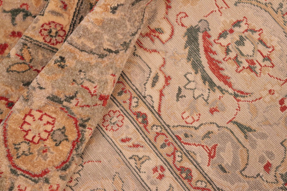 handmade Transitional Kashan Tan Gray Hand Knotted RECTANGLE 100% WOOL area rug 8' x 10'
