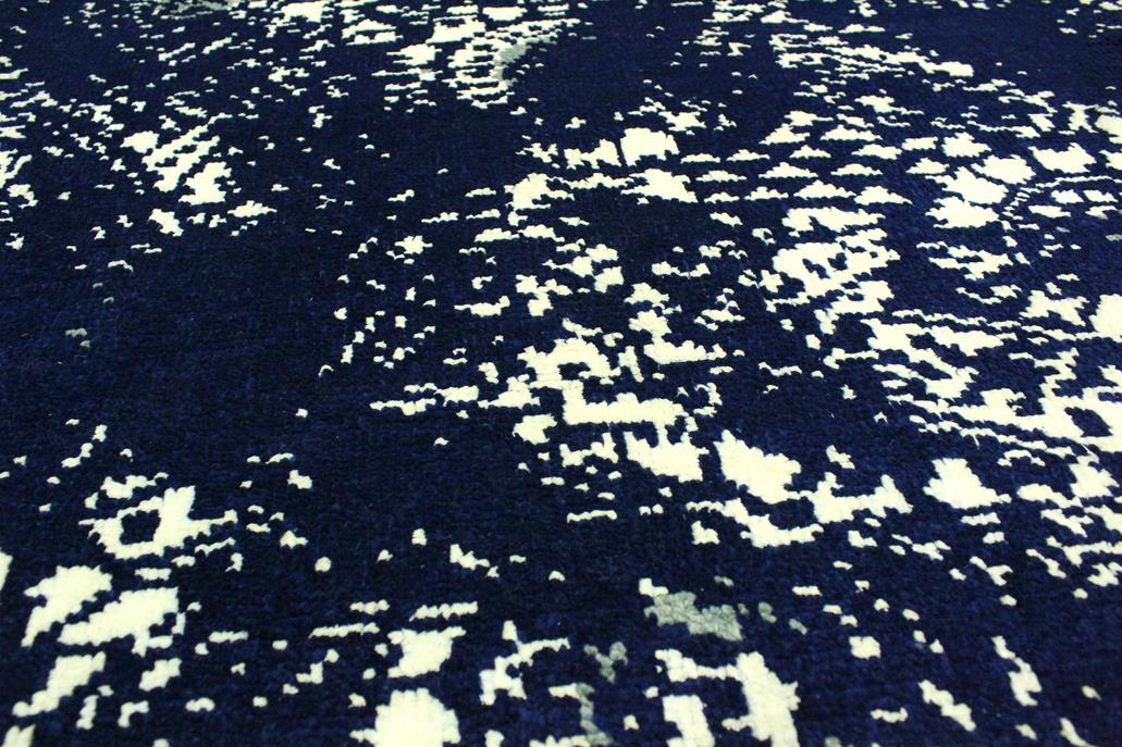 handmade Modern Abstract Blue Ivory Hand Knotted RECTANGLE WOOL&SILK area rug 4 x 6