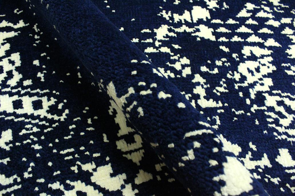 handmade Modern Abstract Blue Ivory Hand Knotted RECTANGLE WOOL&SILK area rug 4 x 6