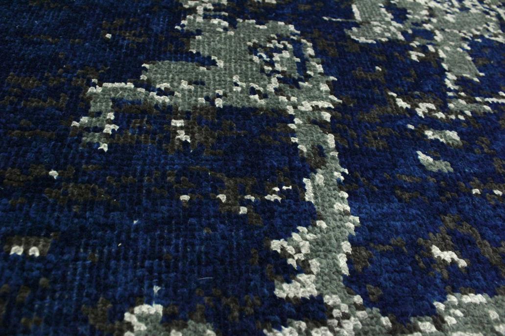 handmade Modern Abstract Blue Ivory Hand Knotted RECTANGLE WOOL&SILK area rug 4 x 6