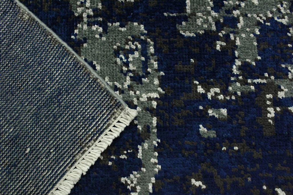 handmade Modern Abstract Blue Ivory Hand Knotted RECTANGLE WOOL&SILK area rug 4 x 6