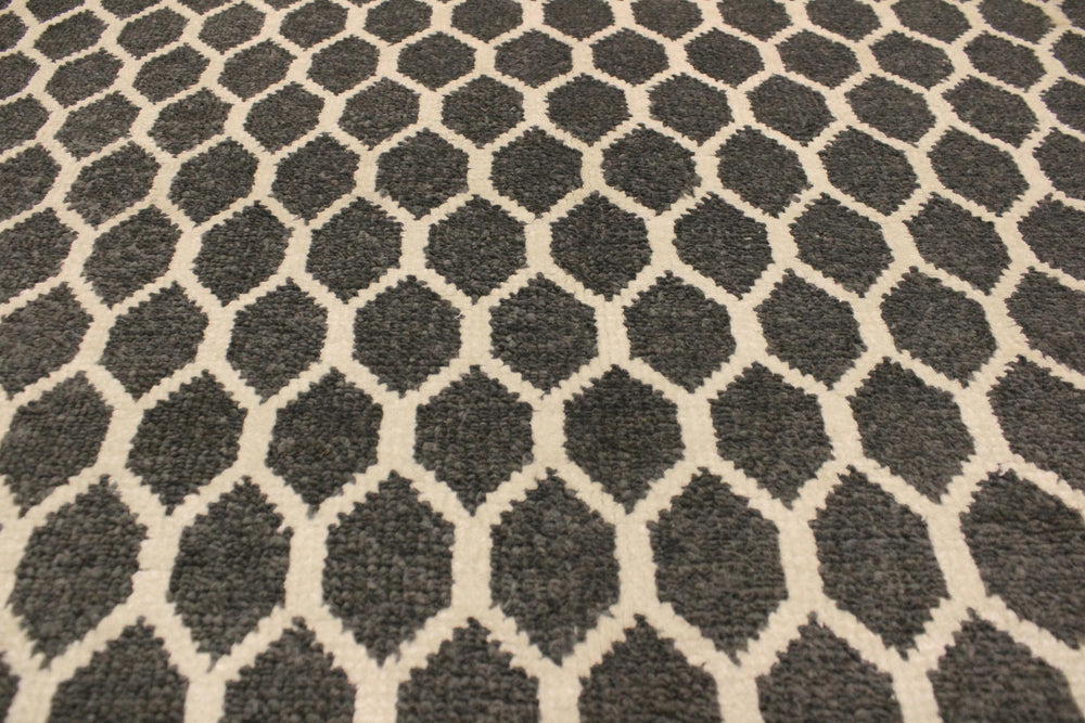 handmade Modern Ailsa Gray Ivory Hand Knotted RECTANGLE WOOL&VISCOU area rug 4' x 6'