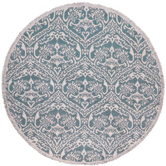 handmade Modern Round Kafkaz Green Ivory Hand Knotted ROUND WOOL&SILK area rug 6' x 6'