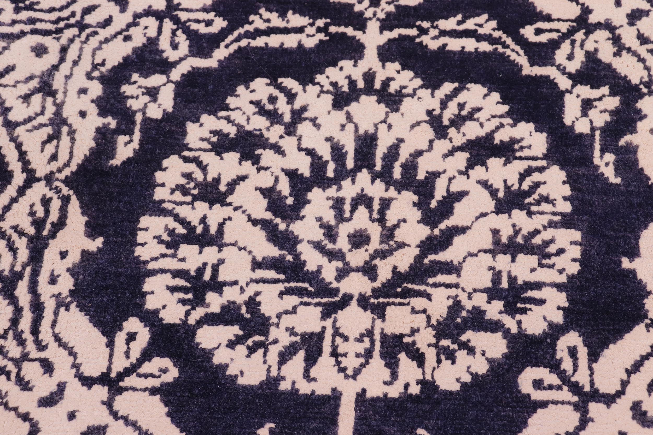 handmade Modern Abstract Blue Beige Hand Knotted RECTANGLE WOOL&SILK area rug 9' x 12'