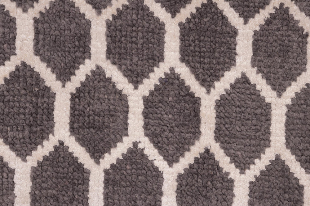 handmade Modern Ailsa Gray Beige Hand Knotted RECTANGLE WOOL&VISCOU area rug 8' x 10'