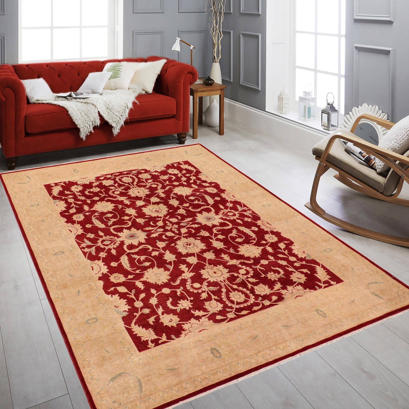 handmade Traditional Kafkaz Red Tan Hand Knotted RECTANGLE 100% WOOL area rug 8x10