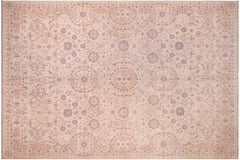 handmade Modern Kafkaz Ivory Pink Hand Knotted RECTANGLE 100% WOOL area rug 9' x 12'
