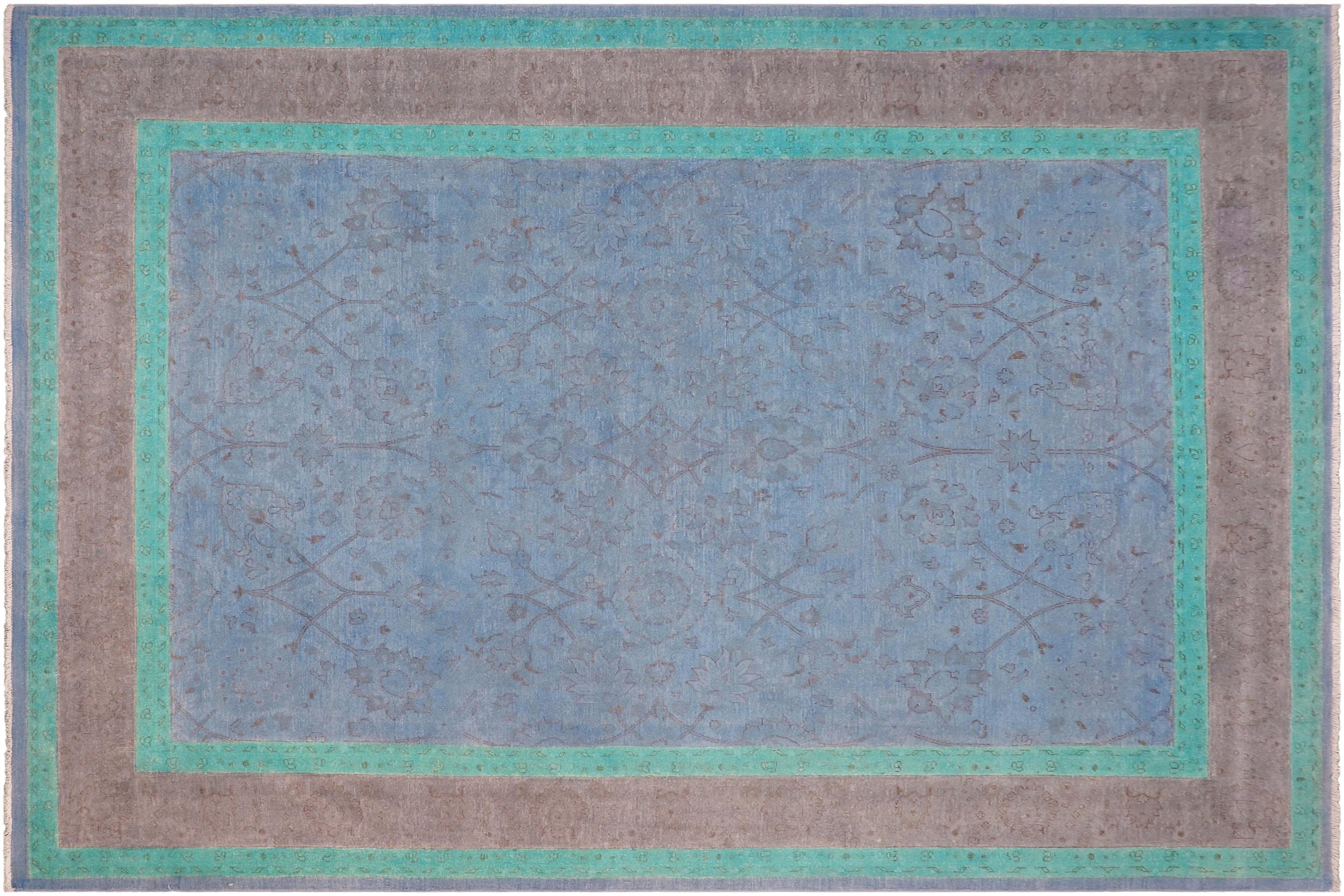 handmade Over Dyed Over Dyed Blue Brown Hand Knotted RECTANGLE 100% WOOL area rug 8' x 10'