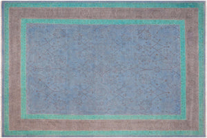 8x10 hand knotted overdyed wool rug in blue and brown - Overdyed Persian Jeffery