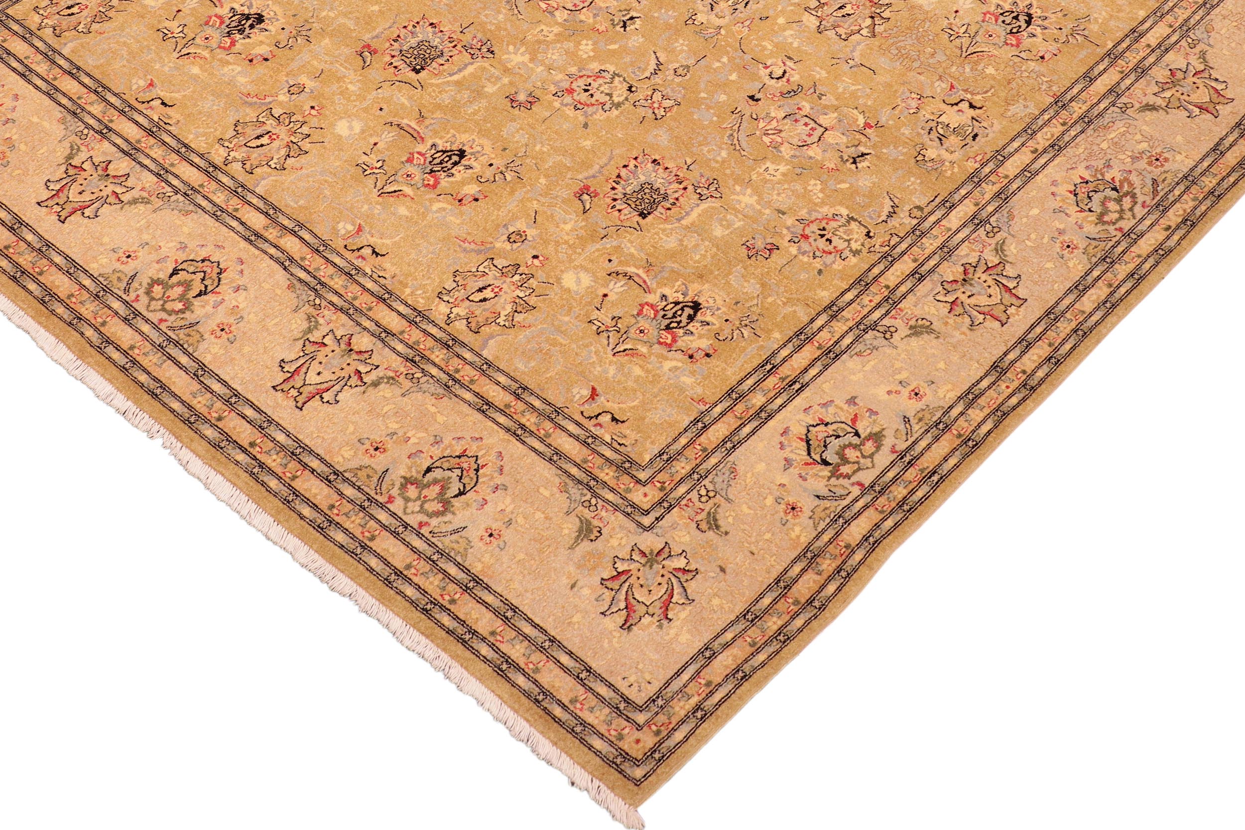 handmade Transitional  Gold Gray Hand Knotted RECTANGLE 100% WOOL area rug 8' x 10'