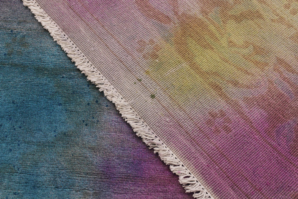 handmade Over Dyed Over Dyed Pink Yellow Hand Knotted RECTANGLE 100% WOOL area rug 8' x 10'