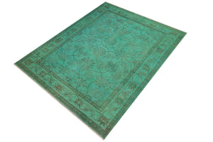 handmade Traditional Kafkaz Teal Teal Hand Knotted RECTANGLE 100% WOOL area rug 8' x 10'