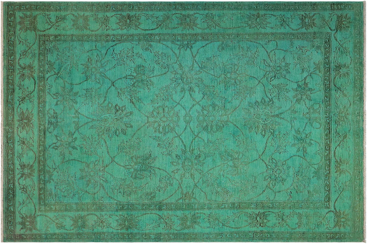 8x9 hand knotted overdyed wool rug in teal - Vintage Color Reform Norbert