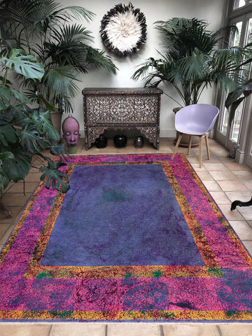 handmade Over Dyed Over Dyed Blue Pink Hand Knotted RECTANGLE 100% WOOL area rug 8' x 10'