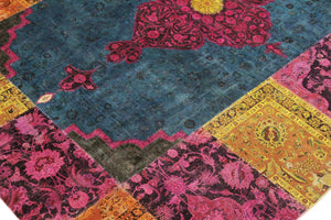 handmade Over Dyed Over Dyed Green Magenta Hand Knotted RECTANGLE 100% WOOL area rug 8' x 10'