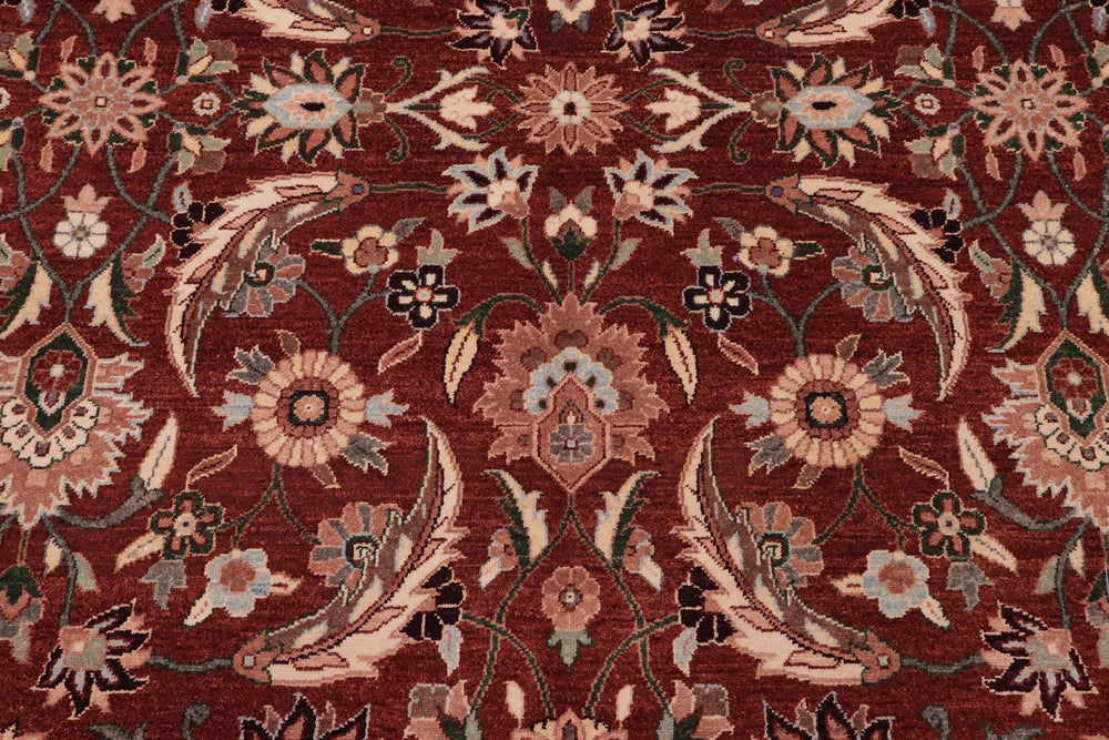 handmade Traditional Lahore Copper Rose Hand Knotted RECTANGLE 100% WOOL area rug 8' x 10'