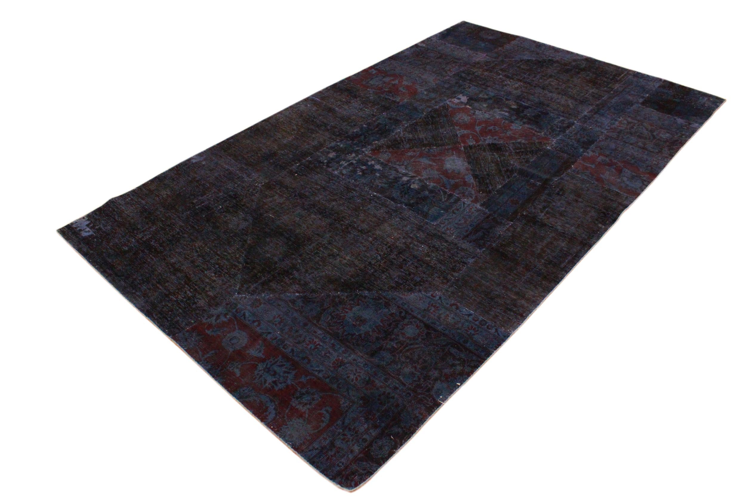 handmade Over Dyed Over Dyed Blue Purple Hand Knotted RECTANGLE 100% WOOL area rug 5' x 8'