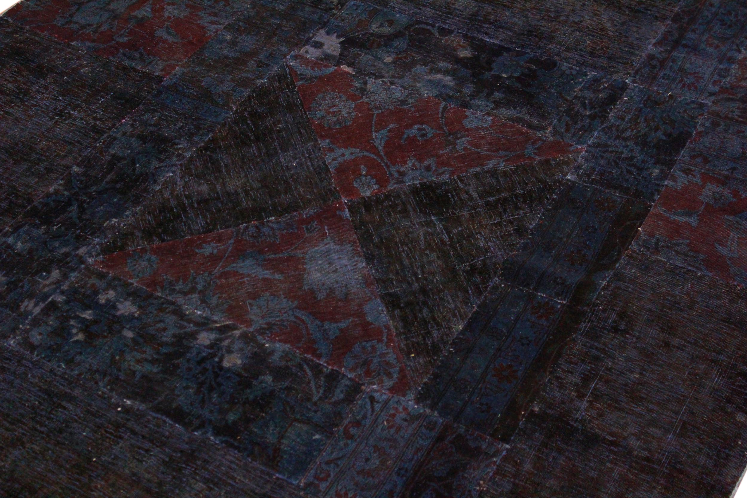 handmade Over Dyed Over Dyed Blue Purple Hand Knotted RECTANGLE 100% WOOL area rug 5' x 8'