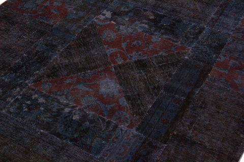 handmade Over Dyed Over Dyed Blue Purple Hand Knotted RECTANGLE 100% WOOL area rug 5' x 8'