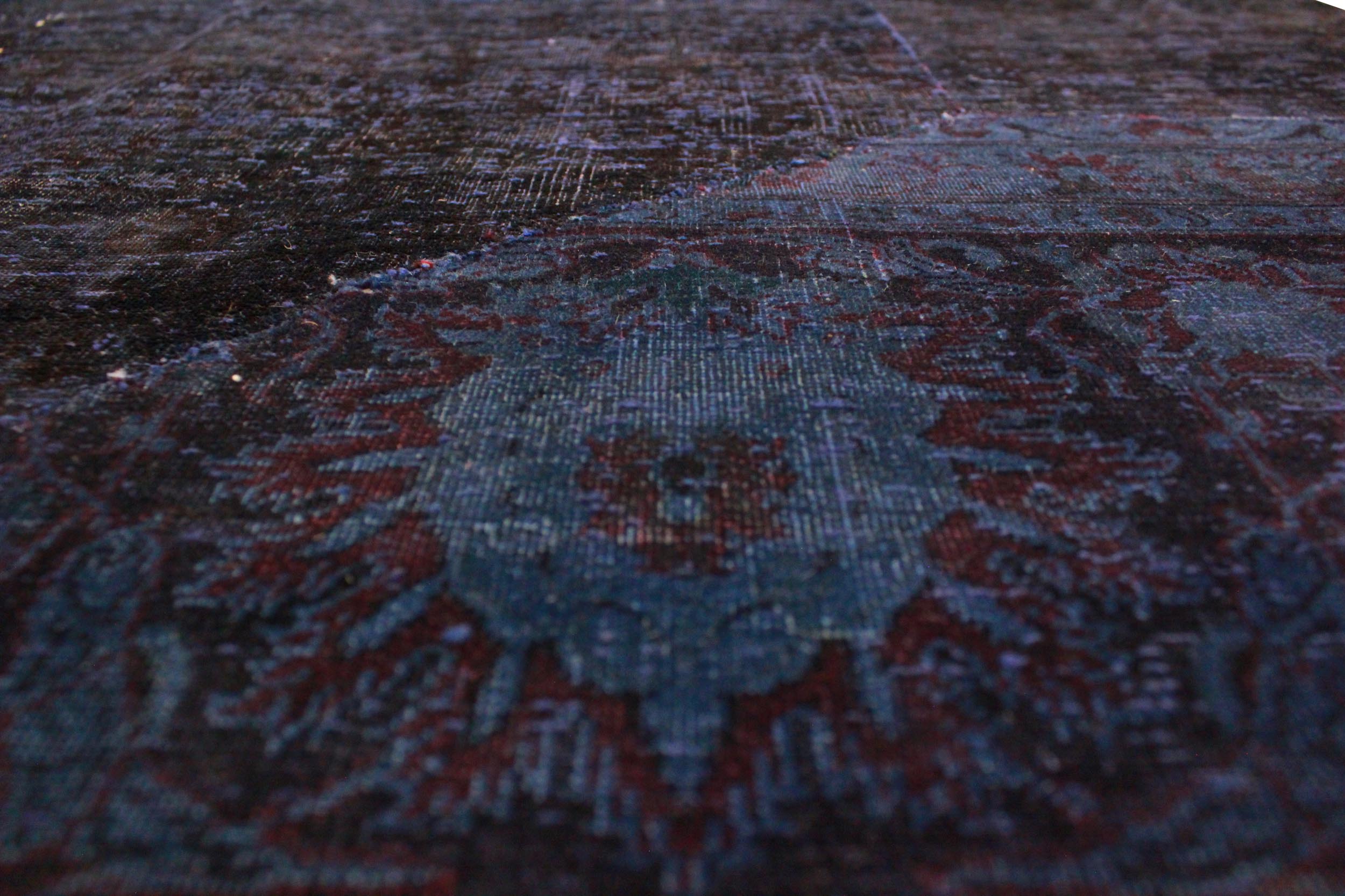 handmade Over Dyed Over Dyed Blue Purple Hand Knotted RECTANGLE 100% WOOL area rug 5' x 8'