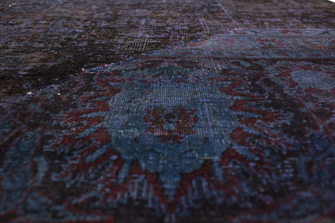 handmade Over Dyed Over Dyed Blue Purple Hand Knotted RECTANGLE 100% WOOL area rug 5' x 8'