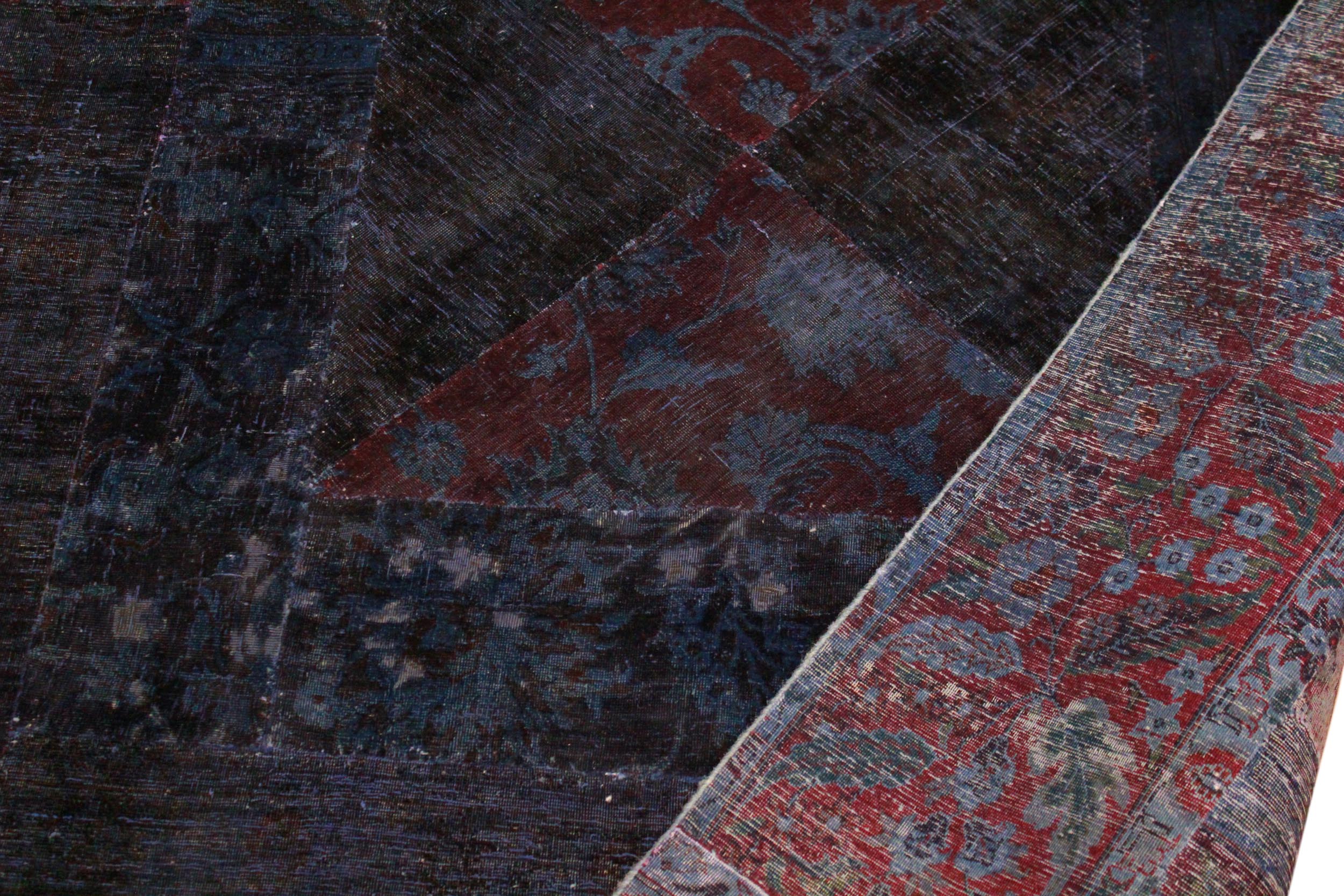 handmade Over Dyed Over Dyed Blue Purple Hand Knotted RECTANGLE 100% WOOL area rug 5' x 8'