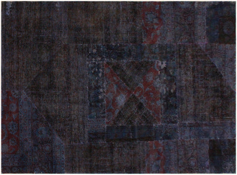 handmade Over Dyed Over Dyed Blue Purple Hand Knotted RECTANGLE 100% WOOL area rug 5' x 8'