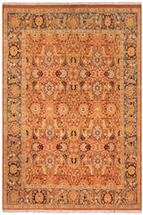 Traditional Agra Ramona Orange Gray Hand Knotted Area rugs 8 x 10