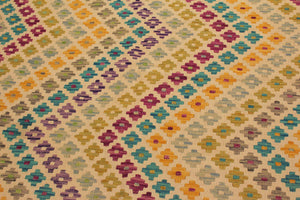 handmade Modern Kilim Beige Purple Hand-Woven RECTANGLE 100% WOOL area rug 5x7