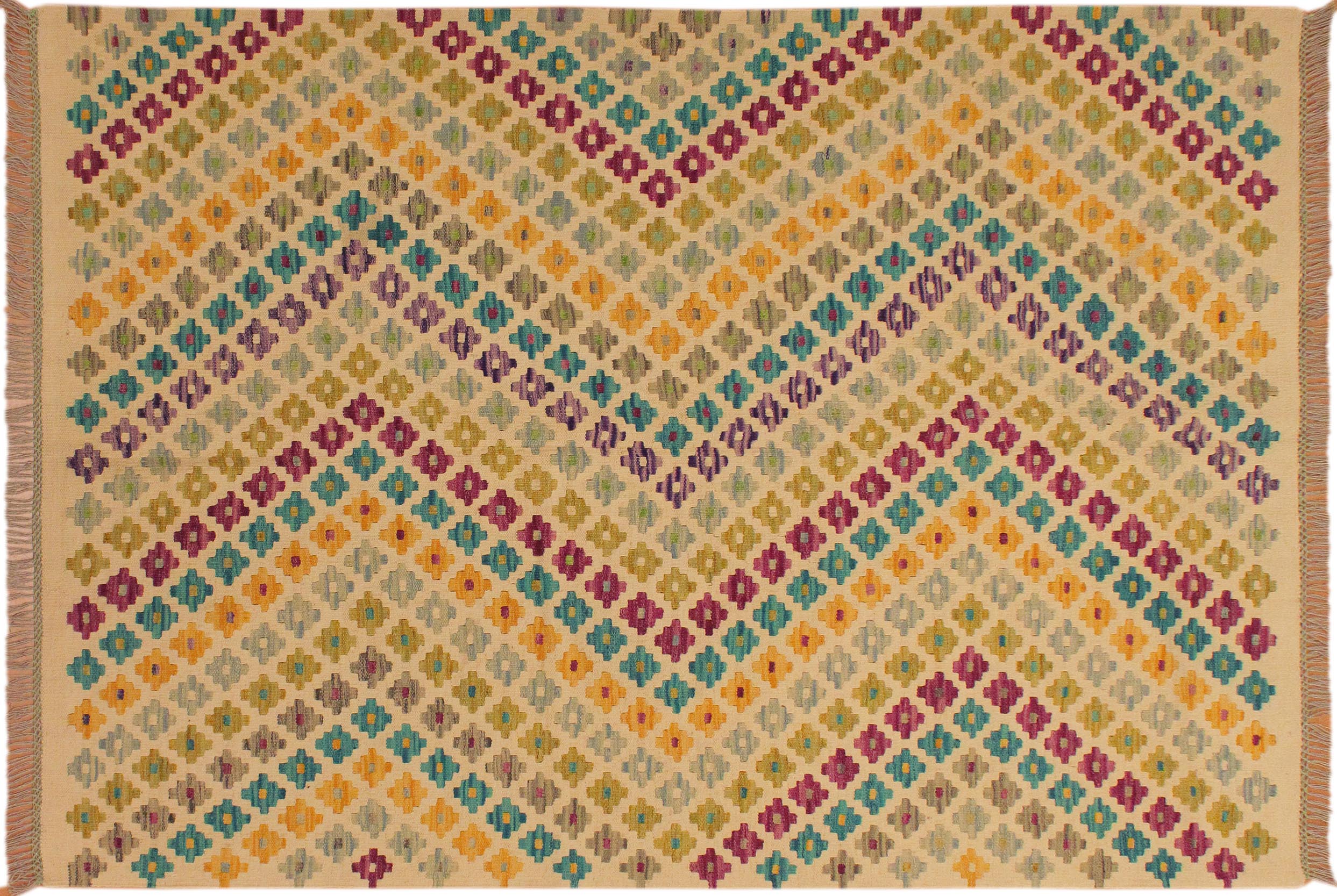 handmade Modern Kilim Beige Purple Hand-Woven RECTANGLE 100% WOOL area rug 5x7