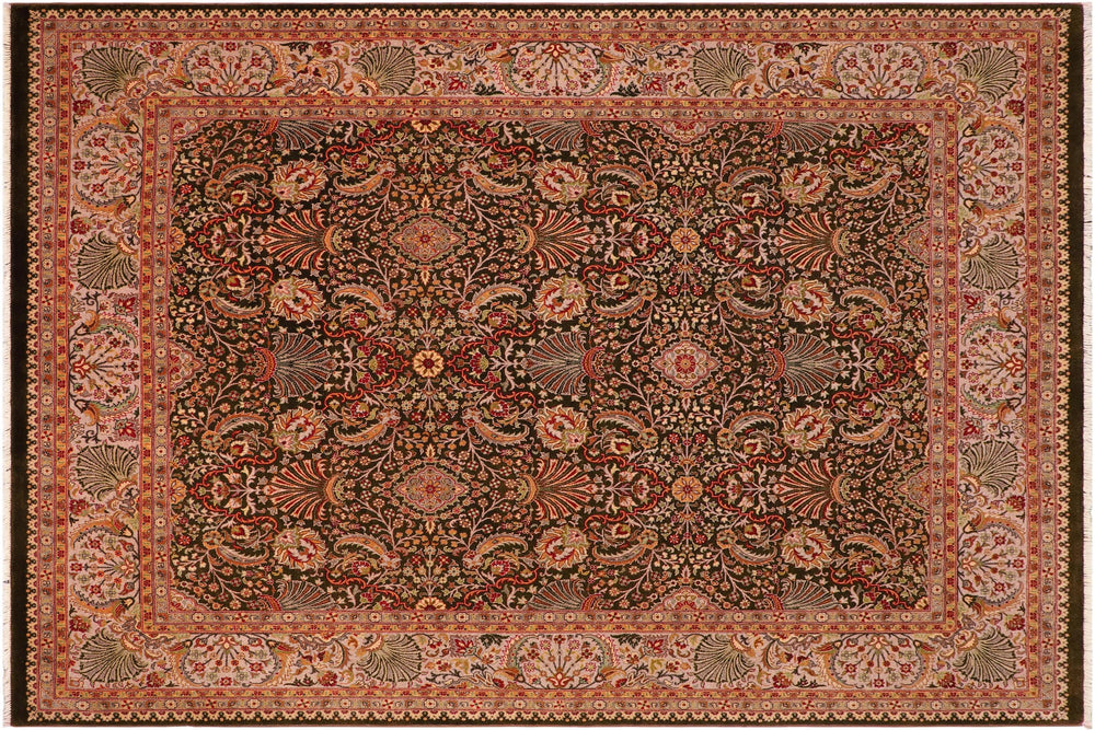 handmade Transitional Design Brown Lt. Gray Hand Knotted RECTANGLE 100% WOOL area rug 8' x 10'