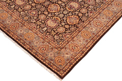 handmade Traditional Lahore Brown Gray Hand Knotted RECTANGLE 100% WOOL area rug 8' x 10'
