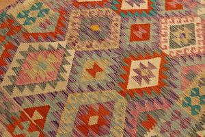 handmade Geometric Kilim Beige Rust Hand-Woven RECTANGLE 100% WOOL area rug 4 x 6