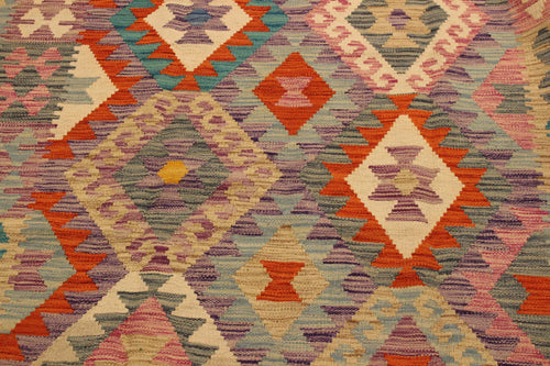 handmade Geometric Kilim Beige Rust Hand-Woven RECTANGLE 100% WOOL area rug 4 x 6