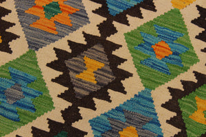handmade Geometric Kilim Brown Beige Hand-Woven RECTANGLE 100% WOOL area rug 6 x 8