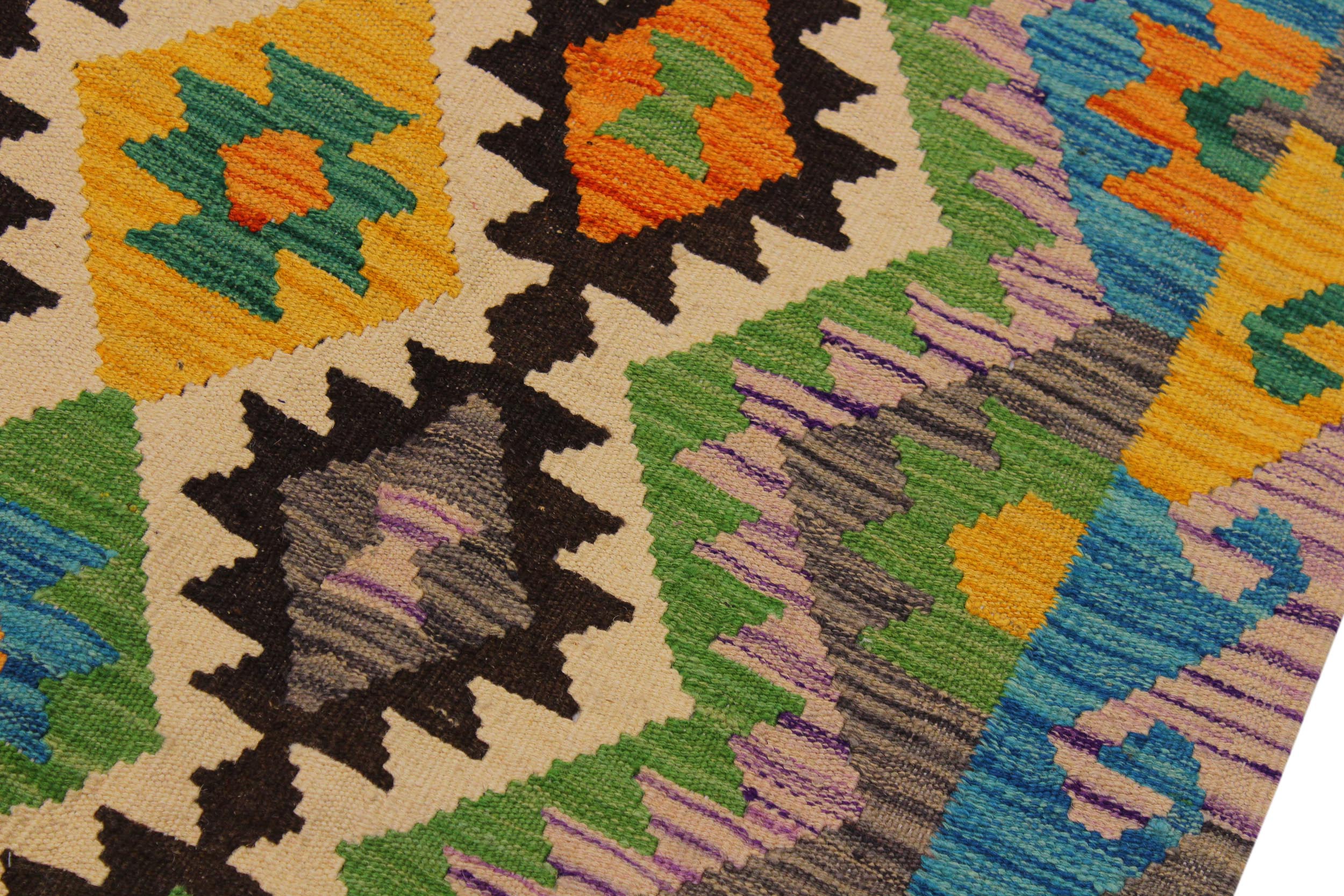 handmade Geometric Kilim Brown Beige Hand-Woven RECTANGLE 100% WOOL area rug 6 x 8