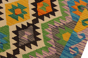 handmade Geometric Kilim Brown Beige Hand-Woven RECTANGLE 100% WOOL area rug 6 x 8