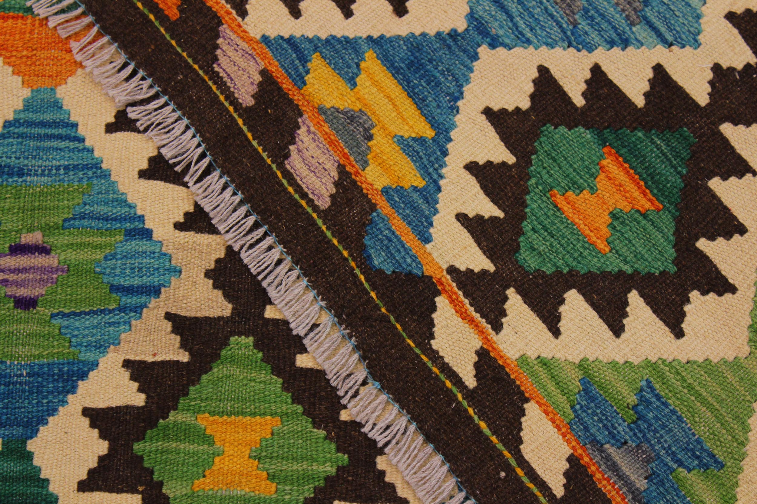handmade Geometric Kilim Brown Beige Hand-Woven RECTANGLE 100% WOOL area rug 6 x 8