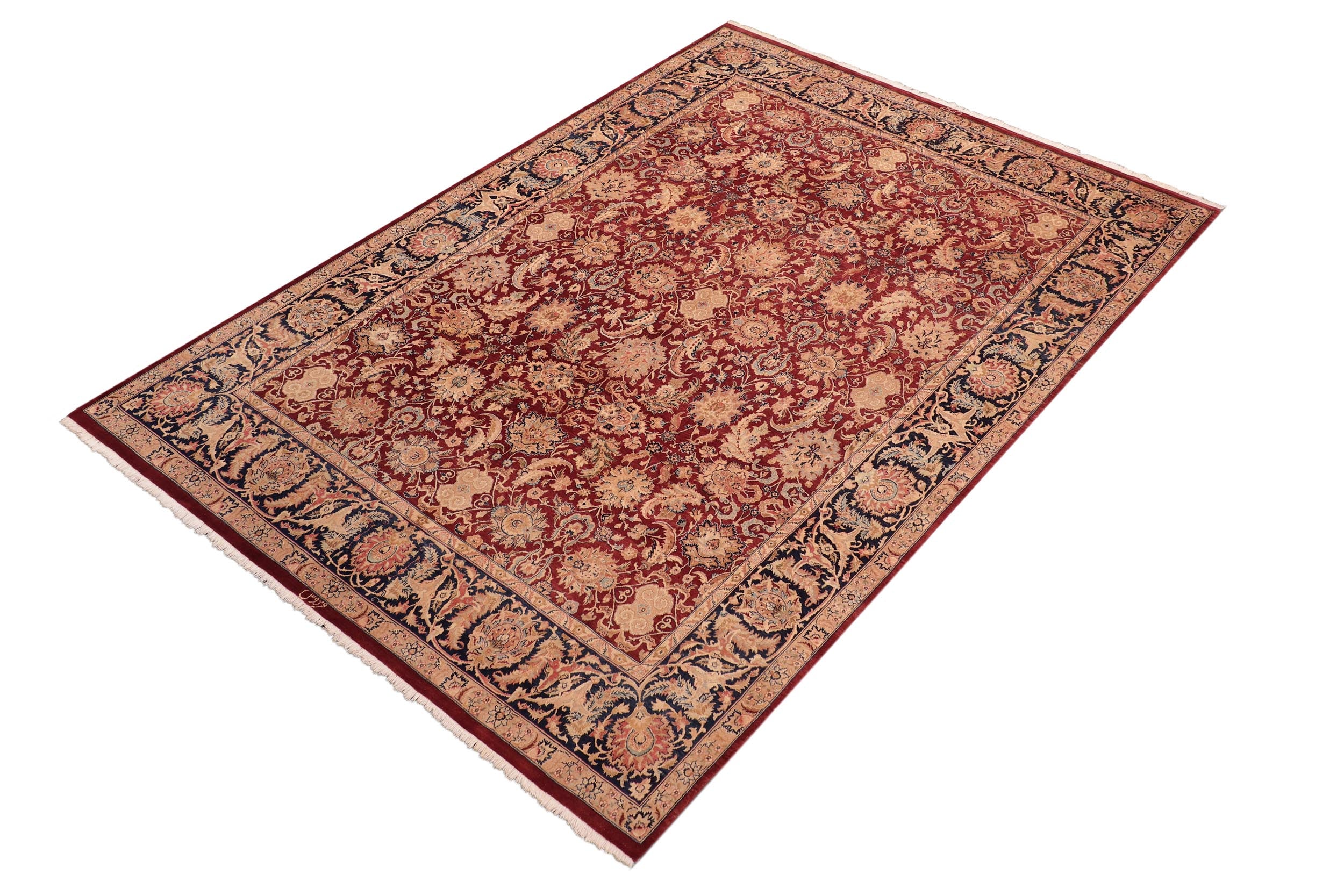 handmade Transitional  Red Blue Hand Knotted RECTANGLE 100% WOOL area rug 8 x 10