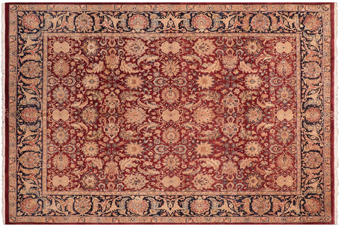 handmade Transitional  Red Blue Hand Knotted RECTANGLE 100% WOOL area rug 8 x 10