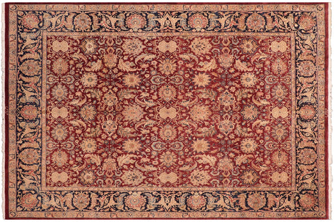 handmade Transitional  Red Blue Hand Knotted RECTANGLE 100% WOOL area rug 8x10