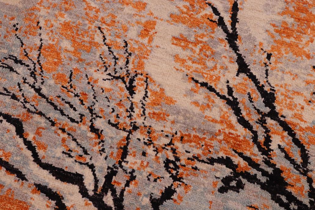 handmade Modern Kafkaz Black Orange Hand Knotted RECTANGLE 100% WOOL area rug 6 x 9