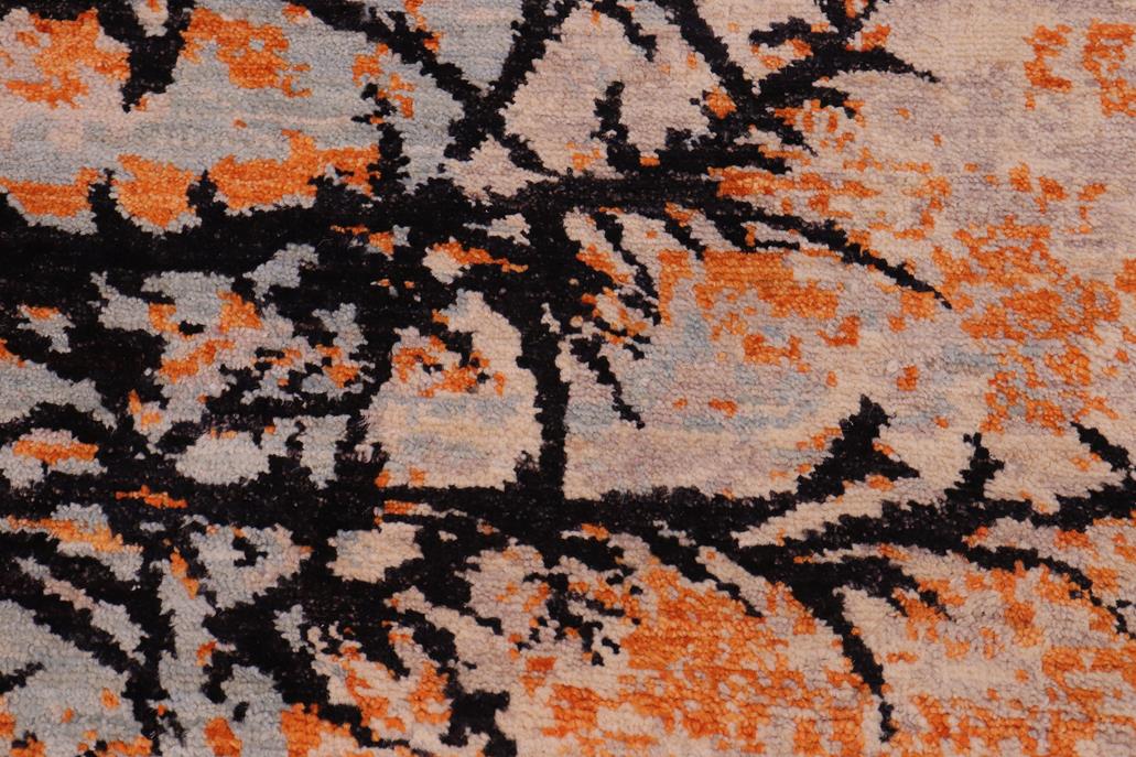 handmade Modern Kafkaz Black Orange Hand Knotted RECTANGLE 100% WOOL area rug 6 x 9