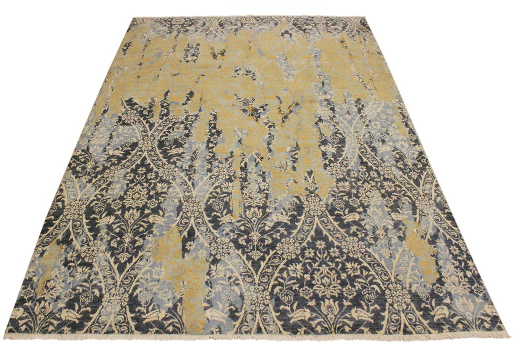 handmade Modern Abstract Gray Ivory Hand Knotted RECTANGLE 100% WOOL area rug 8 x 10