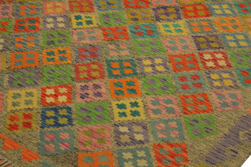 handmade Geometric Kilim Brown Rust Hand-Woven RECTANGLE 100% WOOL area rug 6 x 8