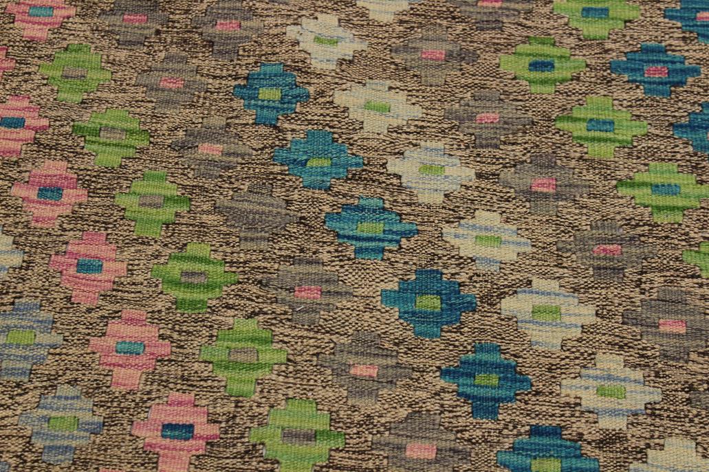 Flat Weave Kilim Antique Navaho Vintage handmade Modern Kilim Gray Green Hand-Woven Rectangle 100% Wool Area Rug 6x8 