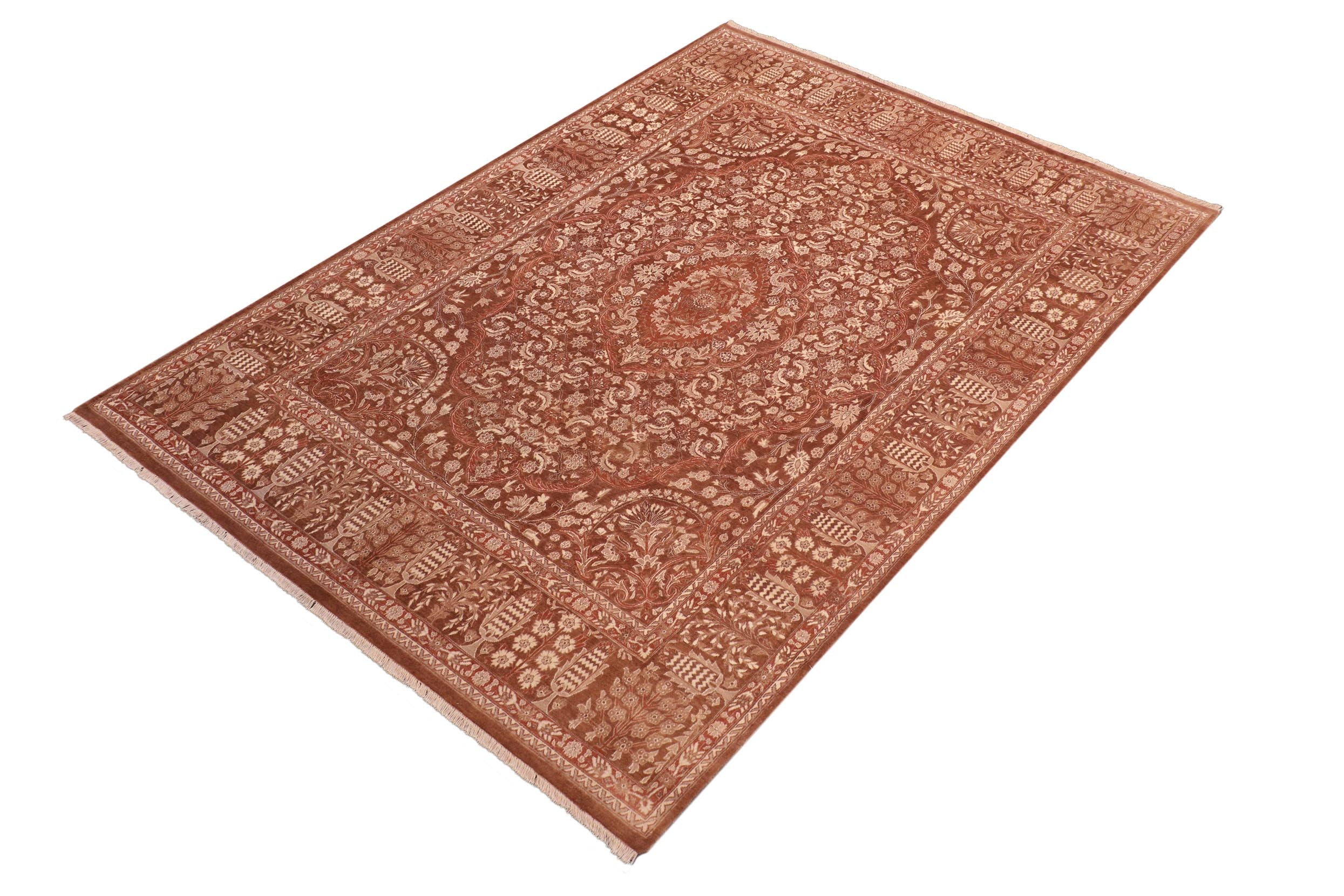 handmade Traditional Tajdar Brown Brown Hand Knotted RECTANGLE 100% WOOL area rug 8x10
