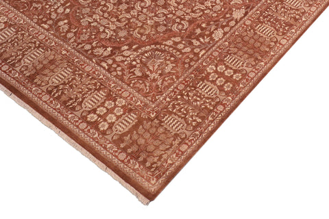 handmade Traditional Tajdar Brown Brown Hand Knotted RECTANGLE 100% WOOL area rug 8x10